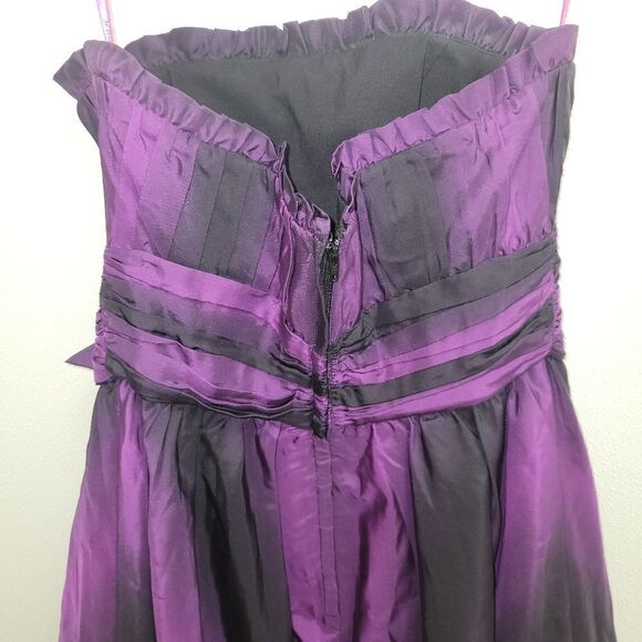 BETSEY JOHNSON SILK STRAPLESS COCKTAIL DRESS BLACK/PURPLE SZ 6 - Picture 5 of 8